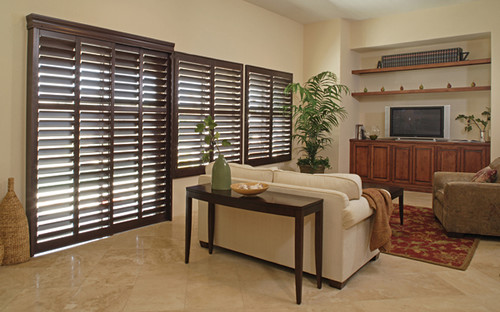 shutters in contemporary family room