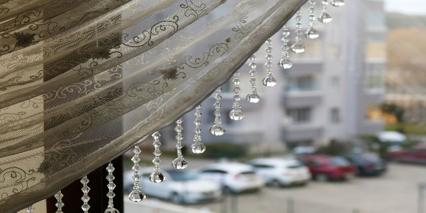 Glass beaded curtains